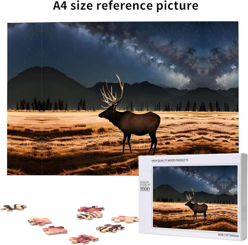 Phayah Elk In The Meadow 1000 قطعة لغز للأبعاد 29.5 × 19.7 بوصة ديكور المنزل - Image 5